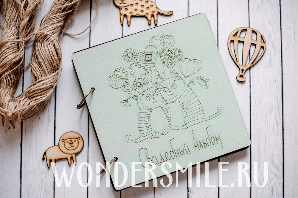 Альбом Котики 20*20 голубой фото №1